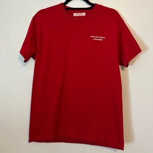 We’re Not Really Strangers Red Graphic T-Shirt